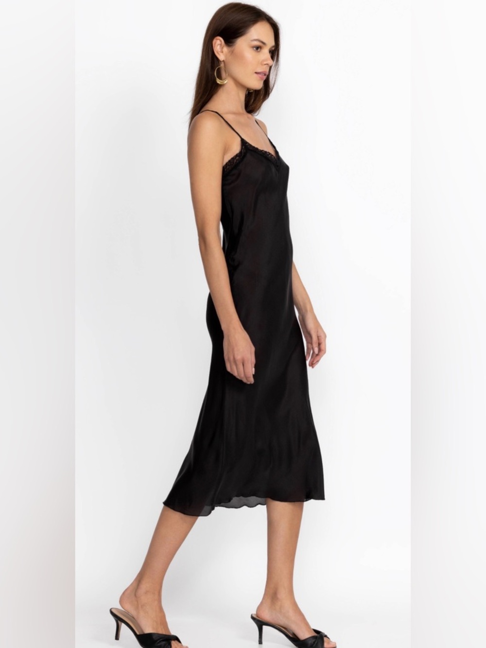 Johnny Was Midi Length Silk Slip in Black New with Tags @k_wohlschlegel - Picture 2 of 7